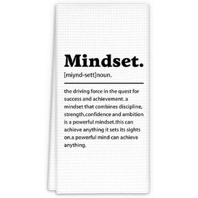 Mindset Definition Kitchen Towels, Inspirational Quotes Towels for Kitchen, Motivational Decor Dish Towels Tea Towels, Entrepreneur Gifts Hand Towel Office Restroom Bathroom Decor, 16x24 Inch