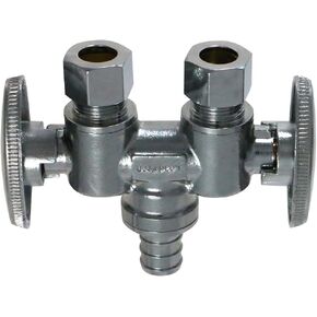 10 Pcs XFITITNG OD Compression 3/8 Inch x 3/8 Inch OD Compression x 1/2 Inch Pex Dual Straight Valve, 2-3-1=10XX