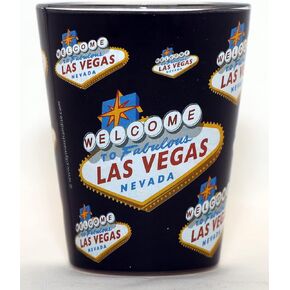 Las Vegas Nevada Black Scattered Welcome Sign Outside Grey Inside Shot Glass