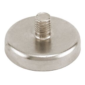 Master Magnetics NACM141X2 Retaining Magnet Threaded, Male, 1/4-20, Nickel Plated 100 Pounds Hold, Neodymium Magnet, 1.417" Diameter, 0.84" Overall Height (Pack of 2)