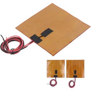 PI Heating Elements Film Adhesive Polyimide Heater Plate 150℃ 7.9 x 7.9in for 3D Printer(DC12V 120W)