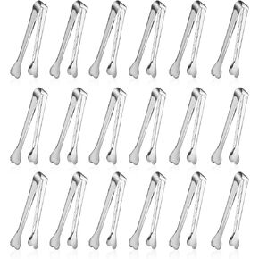 18 Pack Premium Small Serving Tongs, Mini Stainless Steel Appetizer Tongs 4.33Inch Silver