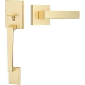 goldenwarm Gold Front Door Handle, Entry Door Handle and Reversible Handle Lever, Modern Front Door Handle Only, Gold Front Door Entry Handleset, Entry Way Door Handle