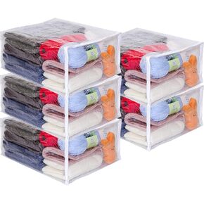 5-Pack Clear Vinyl Zippered Storage Bags 15 x 18 x 8 Inch