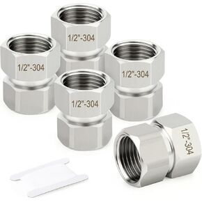 TAISHER 5PCS 304 Stainless Steel Flexible Movable Connector, 1/2" NPT Female for Sprayer, 32MM Length, Angled Valve, Shower Arm