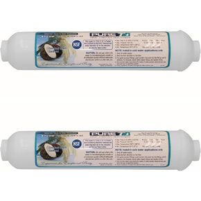 PureT IL-10W-C-EZ, 10"x2" (1/4" EZ Connect) Inline Post GAC Carbon Filter - NSF Certified - Reverse Osmosis Water Filter, Lifetime of 1 Year or 1,500 Gallons (2 Pack)