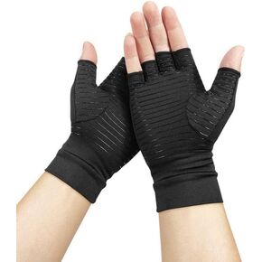 Atan Copper Compression Fingerless Arthritis Gloves for Relief Rheumatoid Tendonitis Carpal Tunnel Pain Fit for Men & Women
