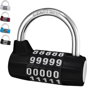 Direction Lock, U-bar Combination Padlocks with Code, 5 Digit Gym Locker Lock, Storage Lock, Combination Locks for Lockers, Indoor/Outdoor Use, Black