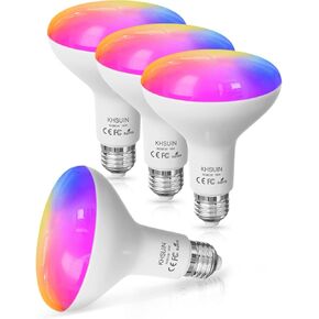 WiFi Smart Light Bulbs 150W Equivalent, 16W Dimmable 1600LM BR30 Flood Smart Bulb Works with Alexa Google Home No Hub, E26 Color Changing LED Alexa Light Bulb, 2700K-6500K RGBCW CRI>90, 4 Pack