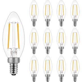B11 E12 Candelabra LED LED LED 60 واط مكافئ ، مصابيح ثريا LED قابلة للضوء ، ناعمة بيضاء 2700K ، 550LM ، لمبة خيوط شموع زخرفية لمراوح السقف ، UL مدرجة ، 12 حزمة