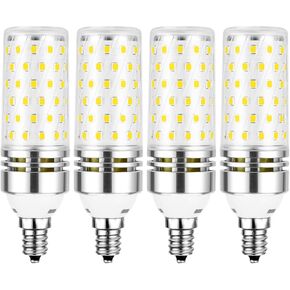 E12 LED bulb,16W candelabra LED light bulb,daylight white 6000K,100 Watt equivalent incandescent light bulbs,ceiling fan light bulbs,LED chandelier bulbs,1500lm LED bulbs,Non-dimmable E12 bulb,4 Pack