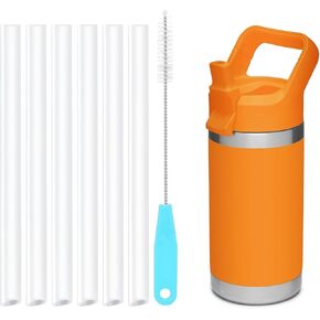 Replacement Straws Compatible with YETI Rambler Jr.12 oz Kids Bottle-YETI Rambler Kids Straws Replacement- Include 6 Pack BPA-FREE Straws and 1 Pack Straw Brush