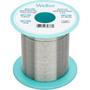 Weller WSW SCN M1 (T0051404399) Lead Free Solder Wire, Dia: 0.8 mm / 0.039 in, Wt: 100 g / 3.527 oz, Alloy Sn99.3Cu0.6Ni0.05, Flux content 3.5%