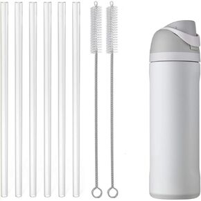 6Pack Replacement Straw for Owala FreeSip Water Bottle 24oz/32oz, Reusable BPA Free Clear Drinking Straws with Straw Cleaner Brush for Owala 24oz 32oz FreeSip Water Bottle Accessories