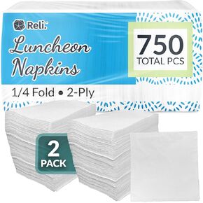 ريلي. مناديل ورقة الغداء (750 حزمة الجزء الأكبر) 2 صفي | مناديل الغداء يمكن التخلص منها 11 "× 12" | الاستخدام اليومي في مأدبة غداء ، مطبخ ، عشاء ، مطعم ، حفلة ، طاولة | الجزء الأكبر ، 1/4 أضعاف (أبيض) in Kuwait