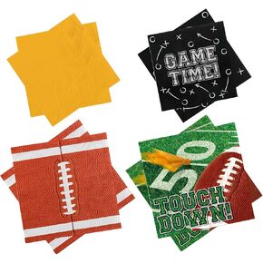96-Pack Football Party Supplies - 48 Luncheon & 48 Cocktail Napkins | 3-Ply, Disposable, for Tailgate & Birthday Decorations