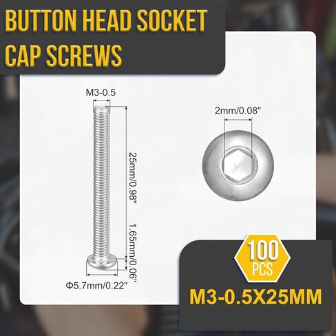 M2-0.4x6mm button button cap cap procks - 100pack - جيد للدراجات على الطريق والدراجة الجبلية والسيارات والدراجة النارية - 304 من الفولاذ المقاوم للصدأ الأبيض - سحابات محرك سداسي in Kuwait