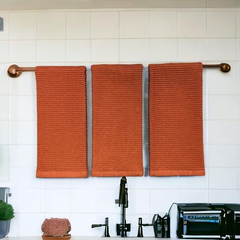 Sage Green Kitchen Dish Towels: 100% Cotton Cloth Soft Cleaning Drying Absorbent Textured Terry Loop, Set of 3 Multipurpose for Everyday Use in Kuwait