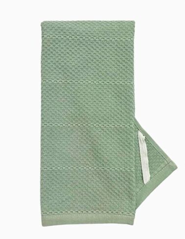Sage Green Kitchen Dish Towels: 100% Cotton Cloth Soft Cleaning Drying Absorbent Textured Terry Loop, Set of 3 Multipurpose for Everyday Use in Kuwait