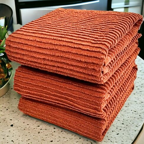 Sage Green Kitchen Dish Towels: 100% Cotton Cloth Soft Cleaning Drying Absorbent Textured Terry Loop, Set of 3 Multipurpose for Everyday Use in Kuwait
