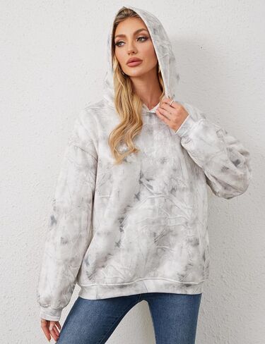 Lauweion Womens Oversized Camo Hoodie Maple Leaf Graphic Hooded Sweatshirt Trendy Long Sleeve Fleece Camouflage Hoodie in Saudi Arabia