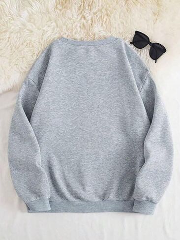 Wdirara Women's Plus Letter Letter Graphy Shirt Sweatshirt Long Sleeve Crew Neck Top Top in Saudi Arabia