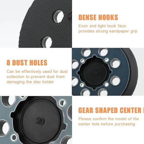 منصات الصنفرة البديلة ، وسادة استبدال Sander المدارية ، 2 PCS 5 بوصة 8 أقراص ثقب ، وسادة ساندر طاحونة مع حقيبة الرباط ، تناسب احترافي ل DWE642 (أسود) in Kuwait