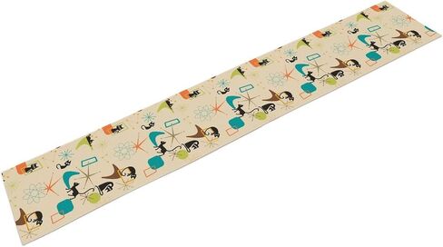 Middle Ages Table Runner,Black Cats Retro Atomic Explosions Mid 1950s Modern Geometric Pattern Abstractions Table Runner for Coffee Table Dining Room Table Bedroom Party Holiday Decor 13x36inch in Saudi Arabia