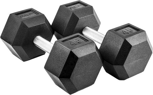 Rep Fitness Rubber Hex Dumbbell(s) - Singles (55LB +) and Pairs (5LB - 50LB) - Low Odor, Fully Knurled Handle in Kuwait