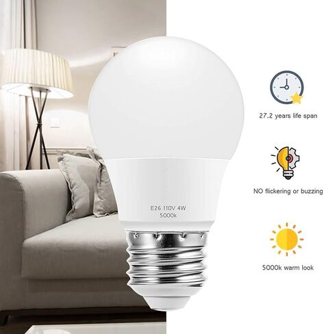 Briignite A15 LED Bulbs, Globe Light Bulbs 25 Watts Equivalent(4W LED), Daylight 5000K LED Bulb, E26 Medium Screw Base 320LM A15 Shape Decorative Edison Home Lighting Non-Dimmable (Pack of 4) in Saudi Arabia