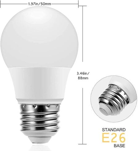 Briignite A15 LED Bulbs, Globe Light Bulbs 25 Watts Equivalent(4W LED), Daylight 5000K LED Bulb, E26 Medium Screw Base 320LM A15 Shape Decorative Edison Home Lighting Non-Dimmable (Pack of 4) in Saudi Arabia