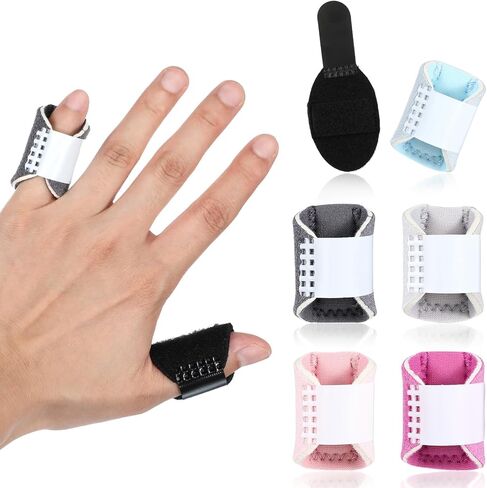 Finger Splints Finger Sleeves, 6Pcs Trigger Thumb Splint Adjustable Thumb Stabilizer Multicolor Finger Straightener for Relieve Pain, Trigger Finger Brace Fits Index Middle Ring Pinky Fingers in Saudi Arabia