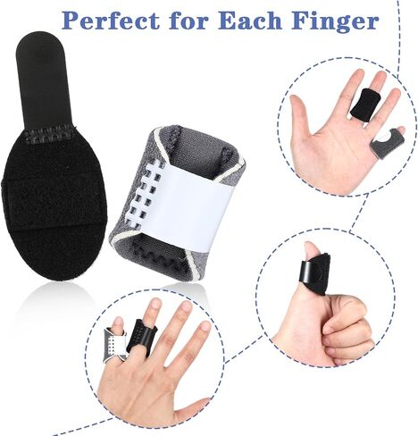 Finger Splints Finger Sleeves, 6Pcs Trigger Thumb Splint Adjustable Thumb Stabilizer Multicolor Finger Straightener for Relieve Pain, Trigger Finger Brace Fits Index Middle Ring Pinky Fingers in Saudi Arabia