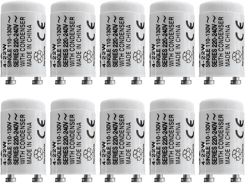 Fluorescent Starter for 4-40 Watt Fluorescent lamp, Compatible with GE Philips Sylvania Fluorescent lamp FS-2 S2 FS-5 S5, 10 Count in Saudi Arabia