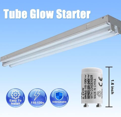 Fluorescent Starter for 4-40 Watt Fluorescent lamp, Compatible with GE Philips Sylvania Fluorescent lamp FS-2 S2 FS-5 S5, 10 Count in Saudi Arabia