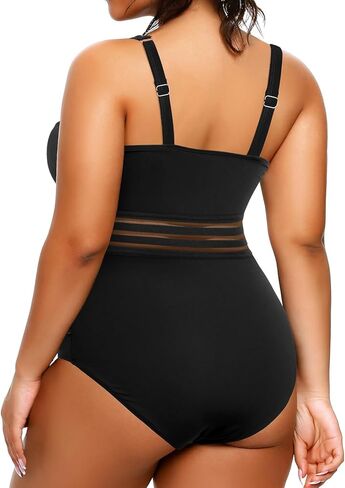 Aqua Eve Plus Size One Piece Swimsuit One Shoulder Bathing Suit Tummy Control Keyhole Swimwear in Kuwait