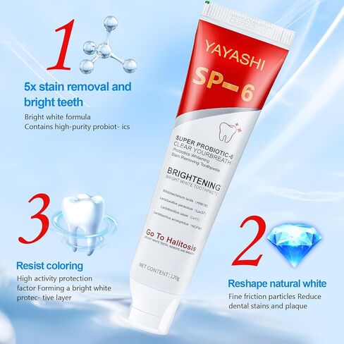 2pcs معجون أسنان SP-6 ، معجون أسنان تبييض فائق ، معجون أسنان أبيض ساطع SP-6 ، تطهير عميق للقهوة والشاي والنبيذ والتهوية السيئة ، موازنة قيمة الرقم الهيدروجيني للفم in Kuwait