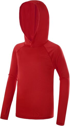 Boys Rash Guard Hoodie UPF 50+ Sun Protection Long Sleeve Swim Shirt Quick Dry Kids SPF Fishing Water Beach Shirts in Kuwait