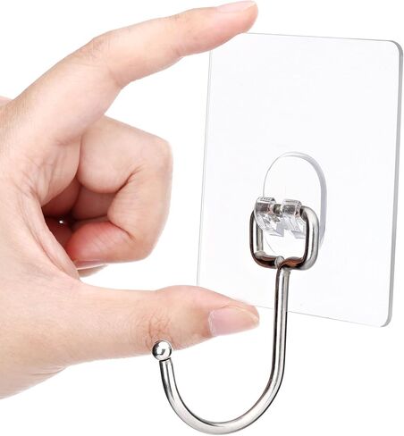 12 Pack, Large Adhesive Hooks 37lb(Max), Transparent Waterproof Wall Hooks Adhesive Removable, Reusable Sticky Hooks for Hanging and Organize Heavy Duty, Indoor/Outdoor in Saudi Arabia