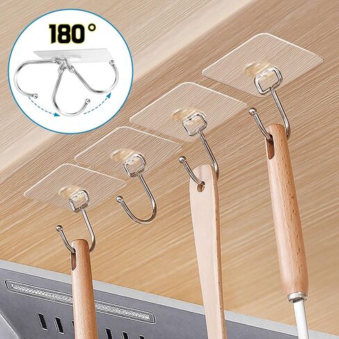 12 Pack, Large Adhesive Hooks 37lb(Max), Transparent Waterproof Wall Hooks Adhesive Removable, Reusable Sticky Hooks for Hanging and Organize Heavy Duty, Indoor/Outdoor in Saudi Arabia