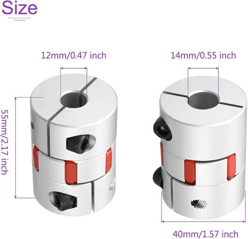 Dmiotech 12mm إلى 14 مم اقتران عمود مرن 40mmx55mm مقرنة موصل سبيكة الألومنيوم من الألواح in Saudi Arabia