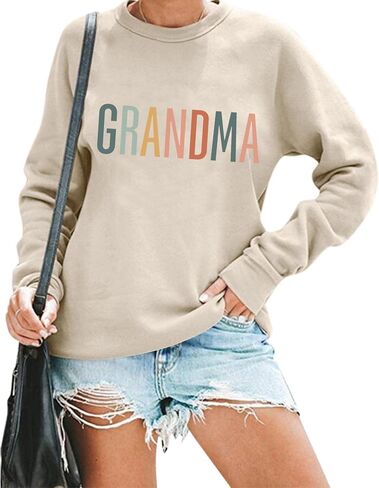 Grandma Sweatshirt Women Grandmother Life Long Sleeve Shirts Heart Floral Casual Mother Nana Life Pullover Top in Kuwait