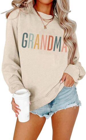 Grandma Sweatshirt Women Grandmother Life Long Sleeve Shirts Heart Floral Casual Mother Nana Life Pullover Top in Kuwait