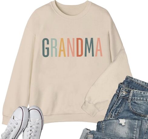 Grandma Sweatshirt Women Grandmother Life Long Sleeve Shirts Heart Floral Casual Mother Nana Life Pullover Top in Kuwait