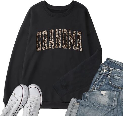 Grandma Sweatshirt Women Grandmother Life Long Sleeve Shirts Heart Floral Casual Mother Nana Life Pullover Top in Kuwait