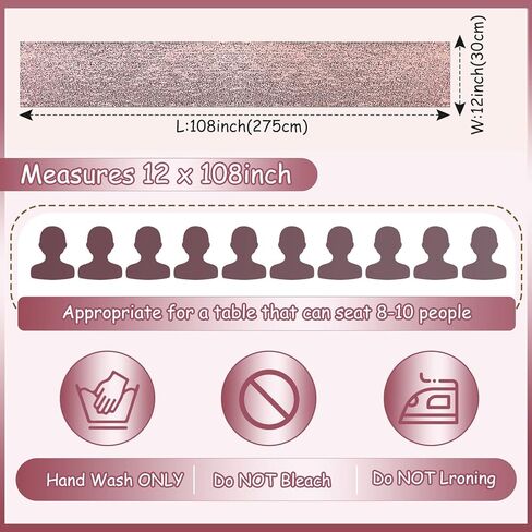 Mixweer 24 Pcs 12 x 108 Inch Rose Gold Sequin Table Runners Bulk Glitter Sequin Table Runners for Party Rectangle Table Decorations for Birthday Wedding Engagement Holiday Celebration (Rose Gold) in Kuwait