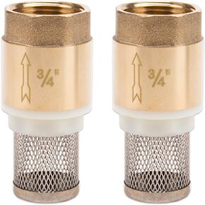 2Pcs Reliable 3/4" Brass Foot Valve 304 Stainless Steel Water Pump Bottom Valve with Filter One-Way Check Valve for Garden Hose Ensures Efficient Water Flow & Filtering