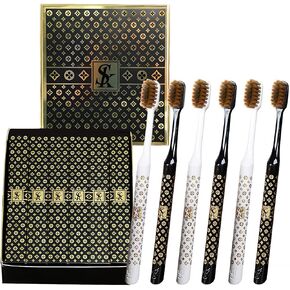 Extra Soft Bristles Toothbrush Micro Nano Manual Toothbrushes Set for Sensitive Teeth and Receding Gums Plaque Remover Toothbrush BPA Free Individually Wrapped White and Black 6 Pack