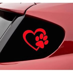 CMI181 HEART WITH DOG PAW PUPPY LOVE 4 "(اللون: أحمر) ملصق نافذة شارات الفينيل للسيارات والشاحنات والنوافذ والجدران وأجهزة الكمبيوتر المحمولة وغيرها من الأشياء.