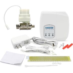 FloodStop Ice Maker Leak Detector Kit with Automatic Water Shut-Off and Visual/Audible Alarms, 1/4" Compression